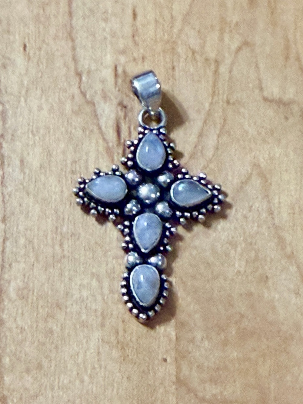 Beautiful Moonstone Cross Pendant - 925 Plated/Stamped